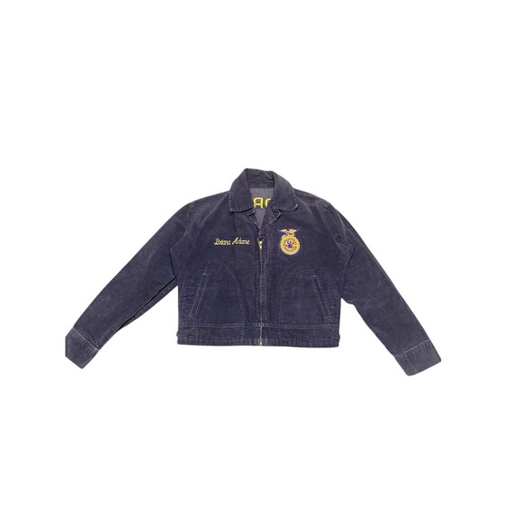 Vintage 80s Corduroy FFA Jacket Colorado Fort Lupton Navy Blue